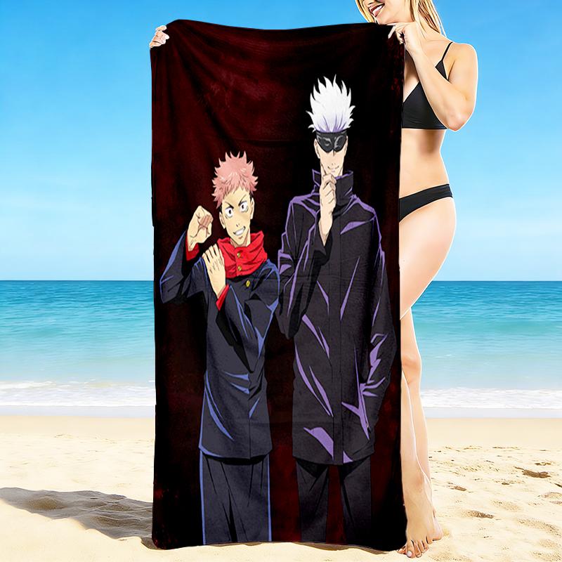 1Pc Jujutsu Kaisen Characters Beach Towel, Quick Dry, Multi-Use for Beach Pool Gym Yoga Home Travel, Christmas, Halloween, Xmas Gift M928156