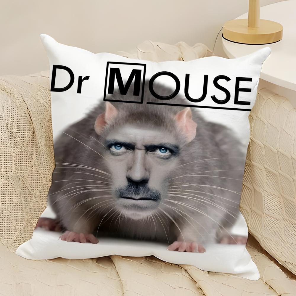Funny House Rat Meme Pillow Case Natural Linen DoubleSided Printing Sofa Home Decor Cushion Cover