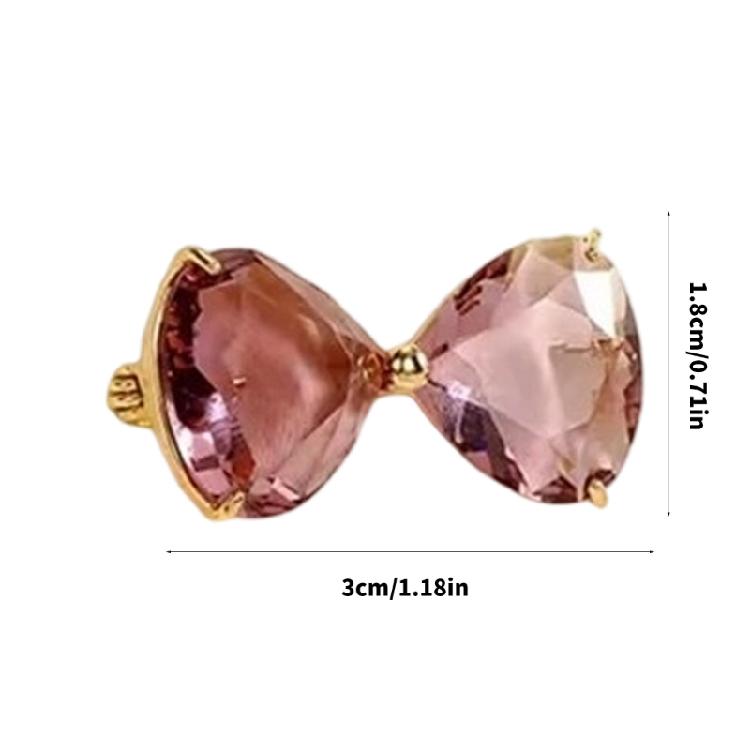 Stylish Crystals Bowknot Pin Comfortable Alloy Accessory With Fasteners for Formal Wear