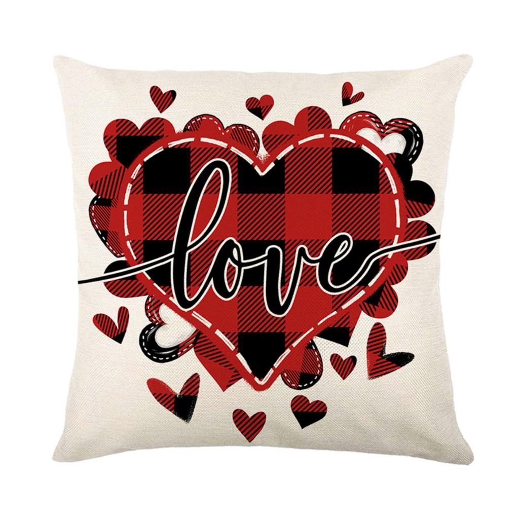 Pillowcase Valentine's Day Linen Print Sofa Decorative Cushion Cover