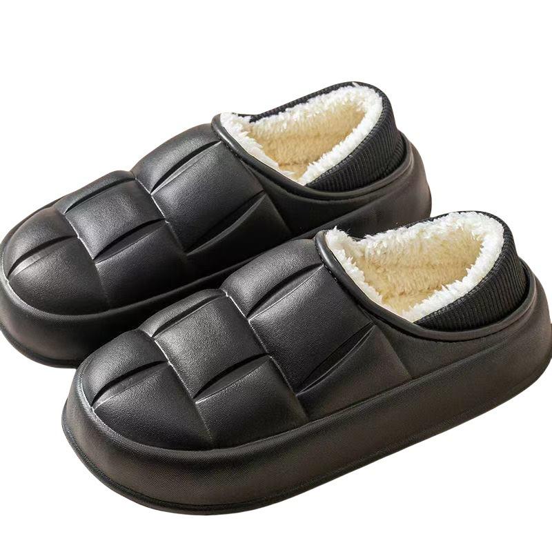 Damen Plüsch Warme Baumwoll Hausschuhe: Wickelabsatz, Geschlossene Zehenpartie, Hauskomfort, Nach der Geburt geeignet.