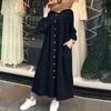 Musulmani Vestiti Abiti da donna Camicia a maniche lunghe in tinta unita Abito Tasca casual Abito Musulman Dubai Abiti musulmani caftano musulmano