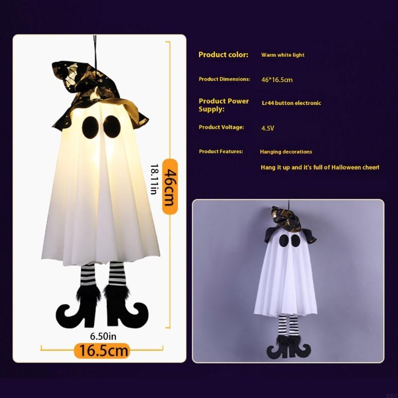 Lighted Specter Hanging Decoration Glowing Specter Hanging Ornament with LED Light For Porch Yard Indoor and Outdoor X3UC