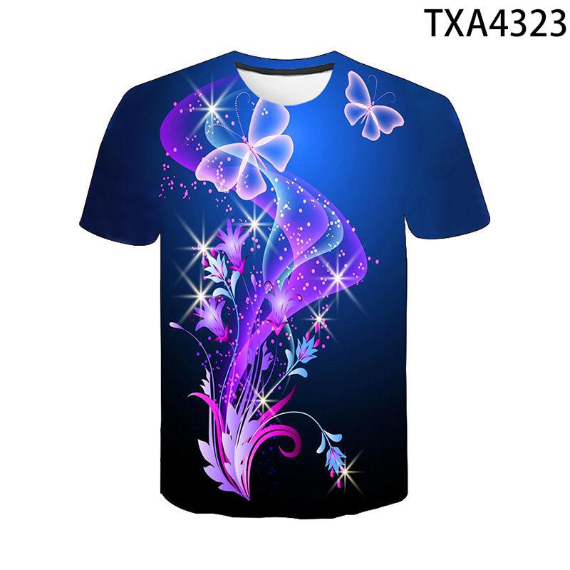 3D Print Butterfly T Shirt Men Women Children Summer Short Sleeve Flower T-shirt Streetwear Tee Insect Cool Boy Girl Casual Tops