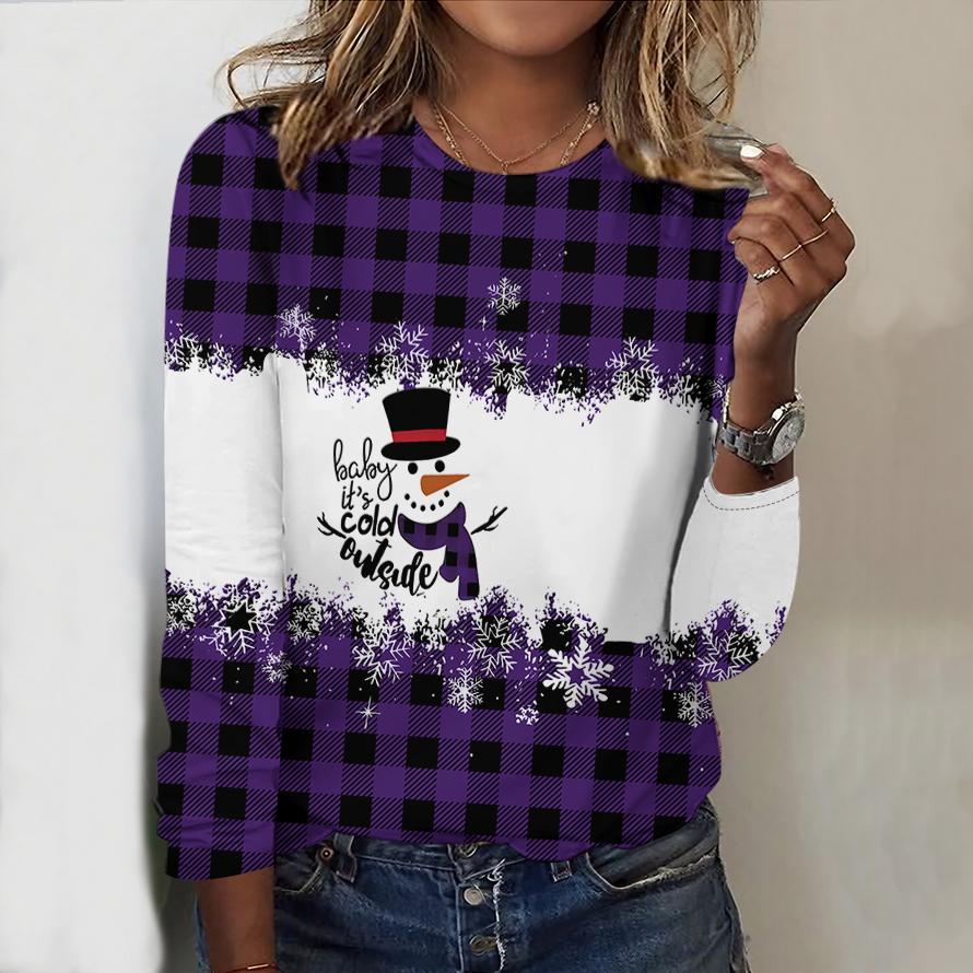 Женские осенние топы, свободная футболка с принтом кота, повседневная футболка с длинным рукавом, верхняя блузка 8XL фиолетовый