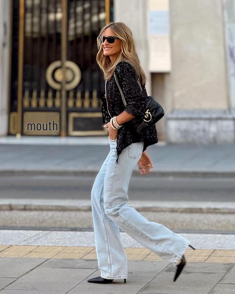 2023 Europäische & Amerikanische Herbst/Winter Pailletten Nachtclub Jacke - Lässige Mode Klassiker