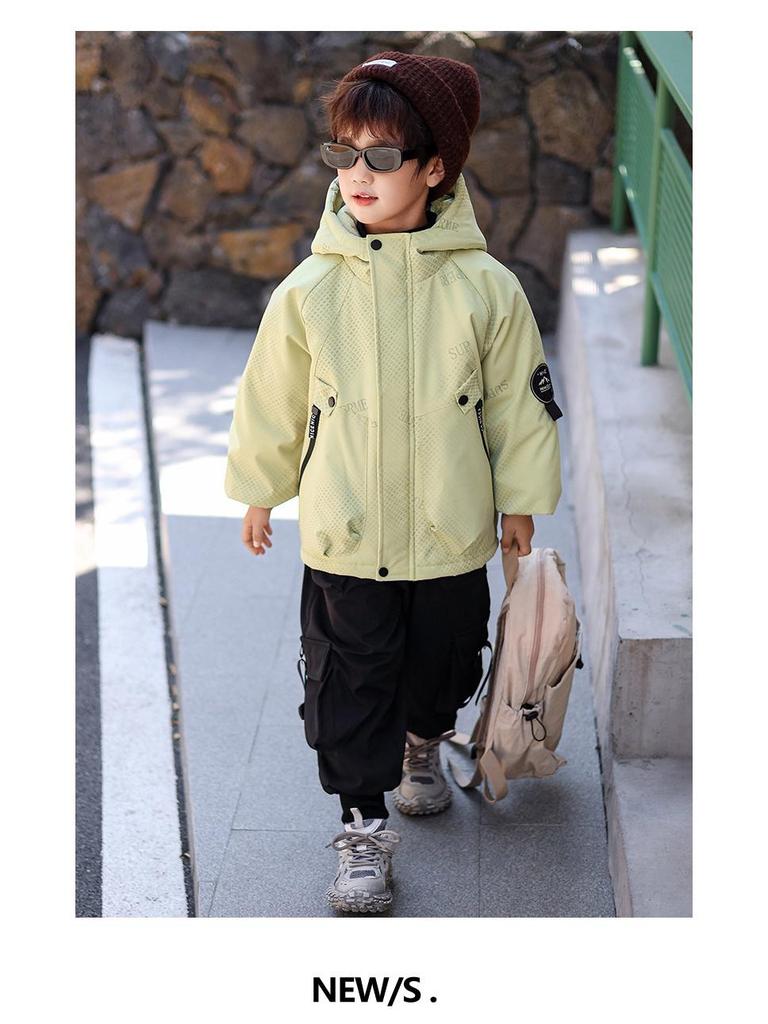 Boys' Lightweight Cotton Jacket - Autumn/Winter 2025 Style: Cool Baby Trench Coat with Padded Cotton for Winter