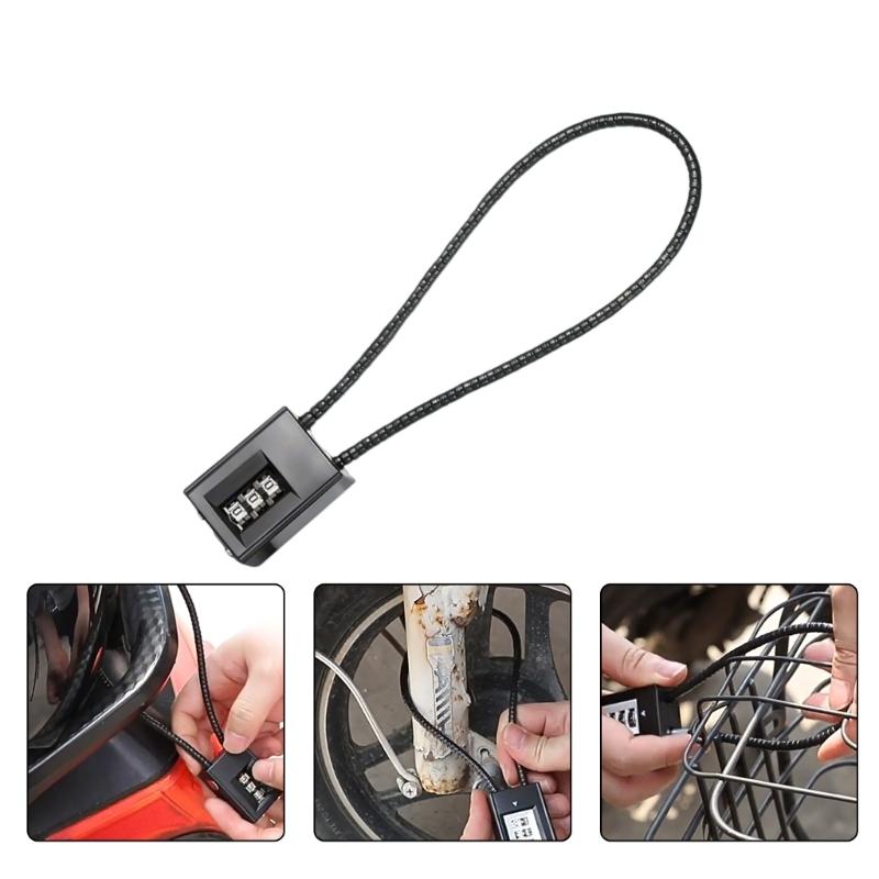 Cable Lock for Cycling Helmets Backpacks Luggage Security Combination Password Cable Padlock Motorcycle Helmets Lock
