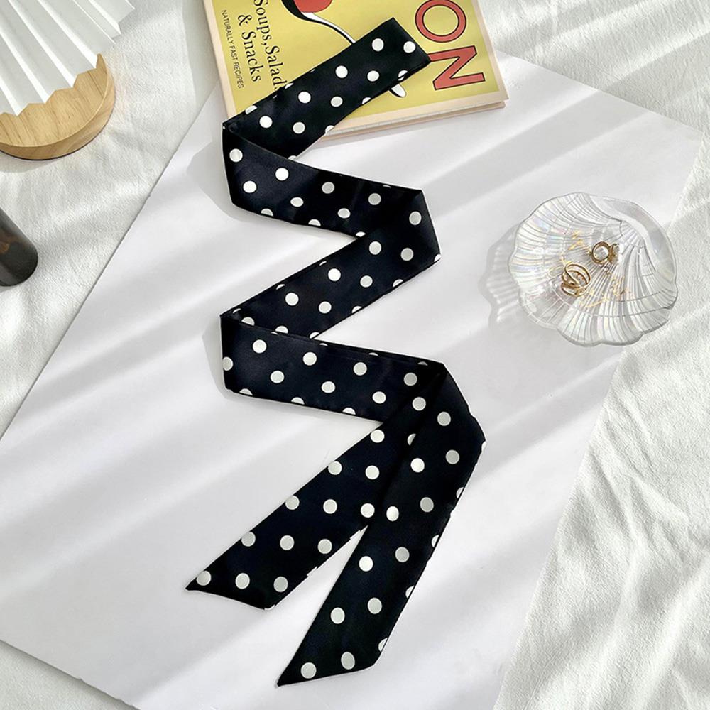 Luxury Ribbon Polka Dot Scarf Satin Hijab Fashion Wraps Hair Bands Ribbon Headband Bandann Polka Dot Scarf Printed Scarf