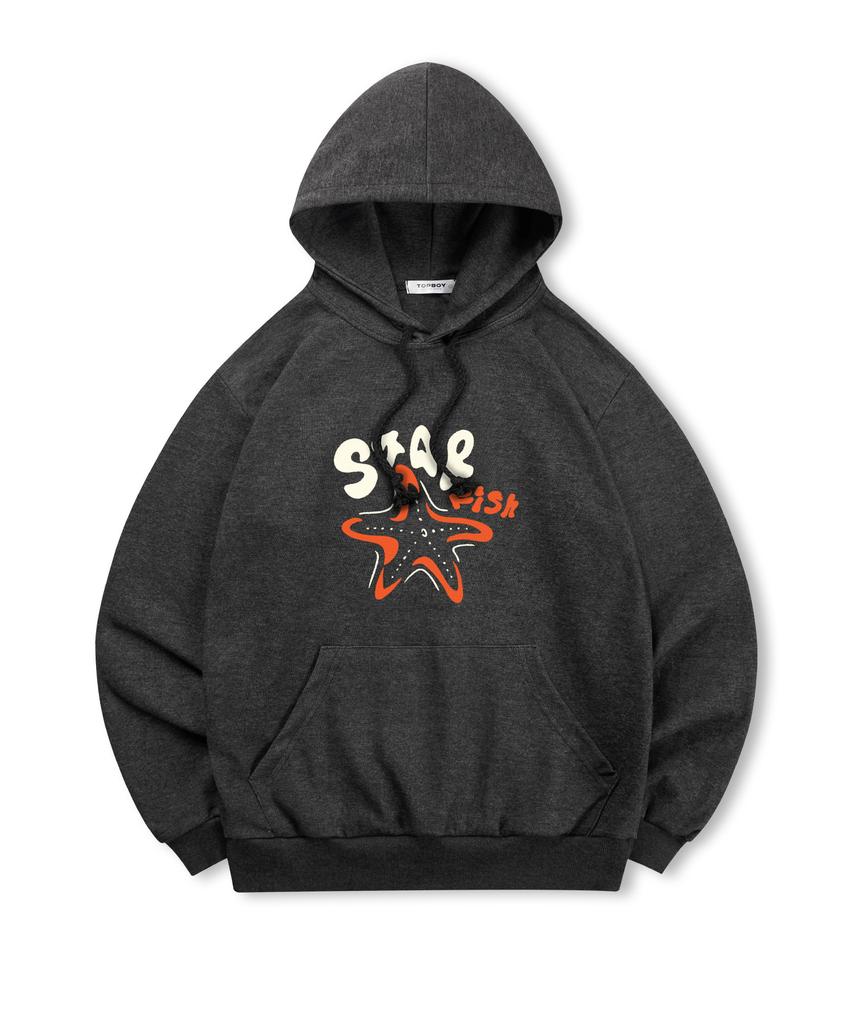 [Non-Fleece Or Fleece-Lined] Starfish Print Hooded Sweatshirt (Type B)