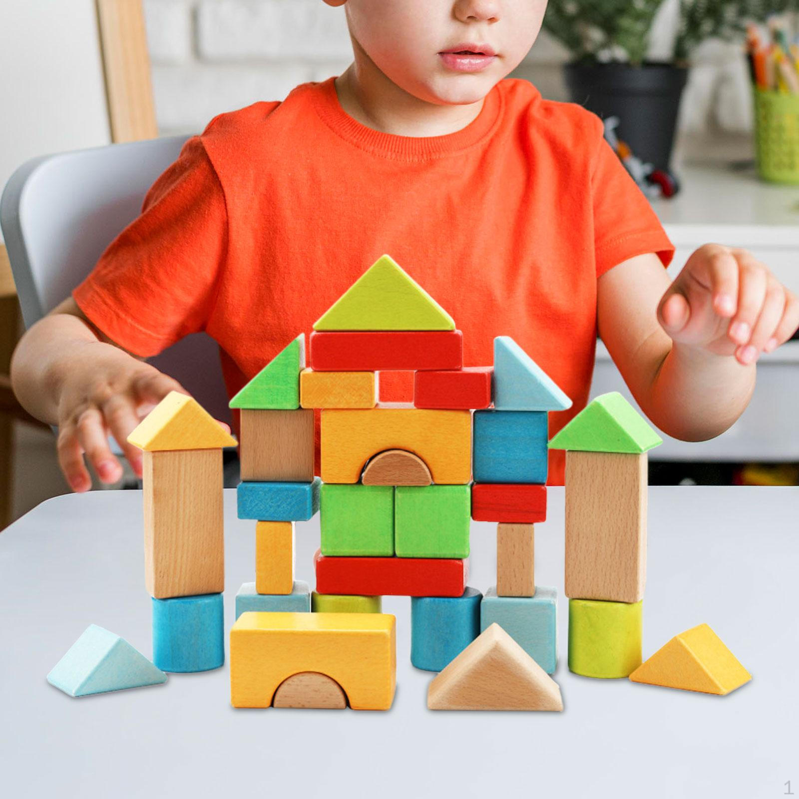 Wooden Blocks Set Montessori Toy Matching Game Stacking Construction Toys for Study