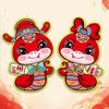 1 Pair Flocking Snake Year Fu Character Sticker Door Couplet Ornaments  Spring Festival Supplies