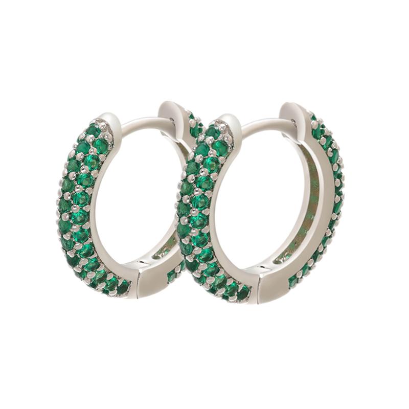 18K Gold Plated Brass Huggie Earrings with CZ Zircon Thin Ear Hoops Earring for Women Round Colorful Earring Piercing