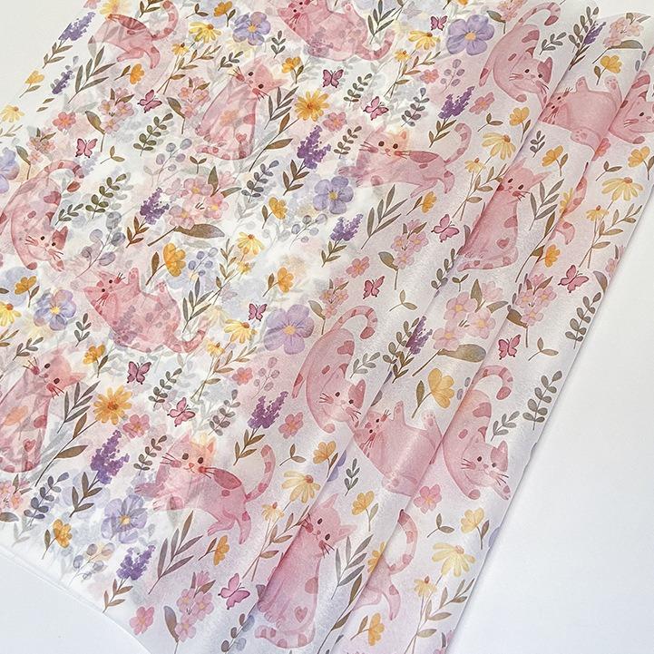 

10Pcs Cute Oil Painting Kitten Tissue Paper Gift Wrapping Paper Party Holiday Gift Decoration Supplies Flower Decorative рожевий