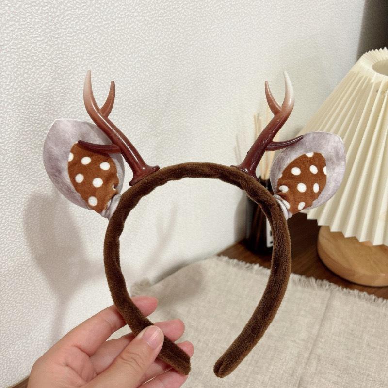 1Pcs Girls Plush Reindeer Antlers Deer Ear Christmas Party Cosplay Headbands Christmas Hair Hoop Festival Hair Accessories Gifts