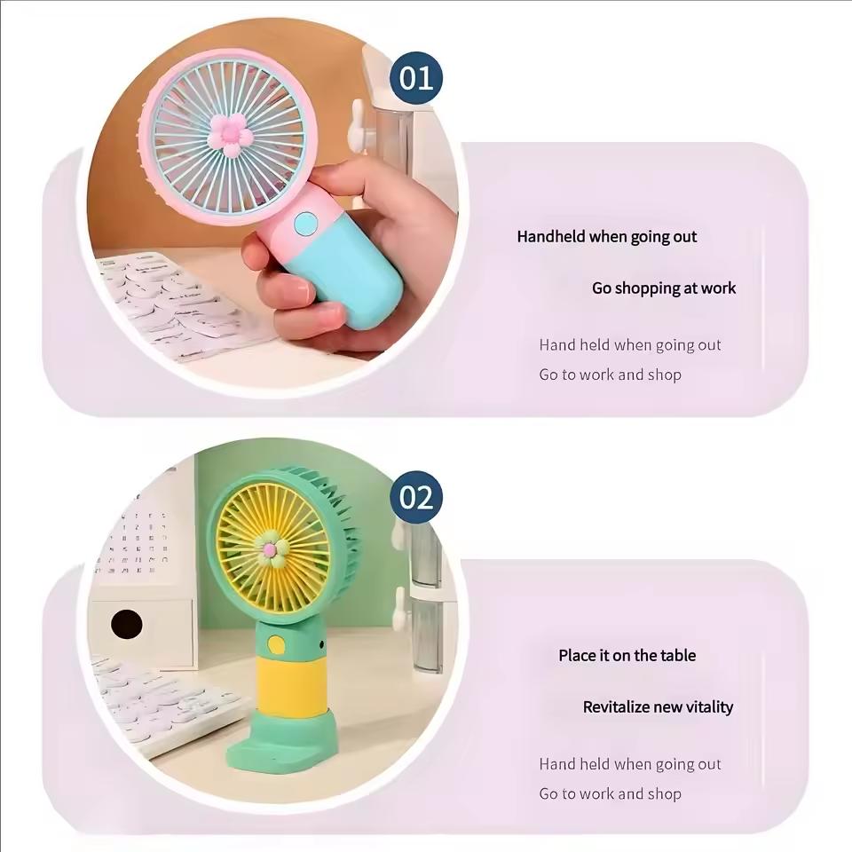Summer Mini Fan Portable Handheld Fan Cartoon Cute Student Desktop USB Charging Fruit Multiple styles and colors Fan