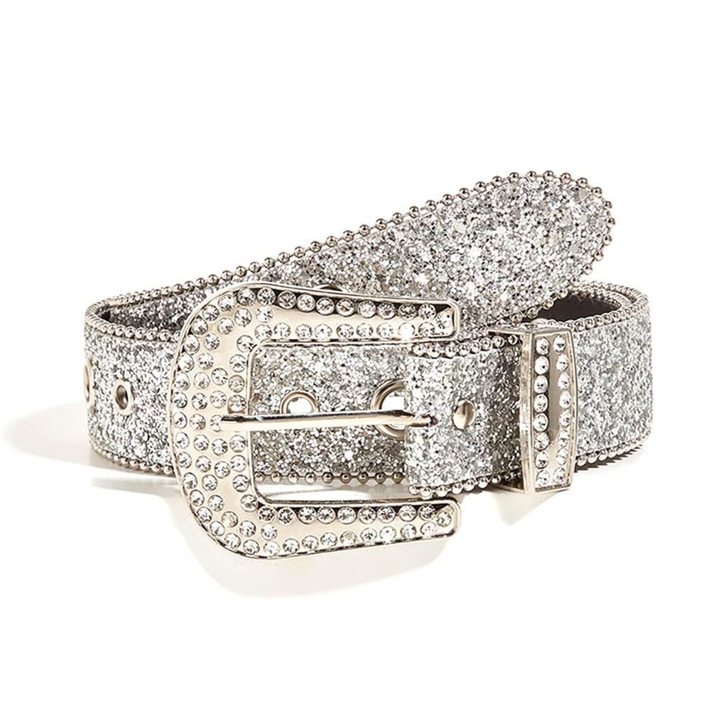 Women's Wide Waistband Shining PU Leather Strap For Western Belt For Girls Y2K Men Rhinestone F B7L6