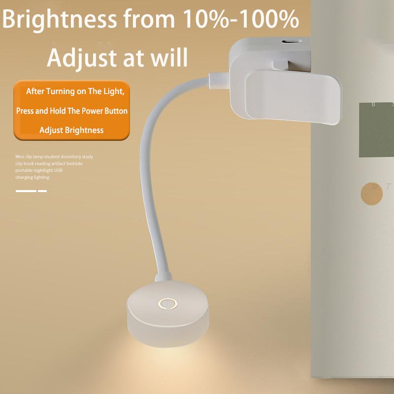 Tragbare LED Clip Buchlampe Mini Tischlampe 3 Farben 360° Klappbar Typ-C Wiederaufladbar Augenschonendes Nachtlicht Studentenzimmer Lesen