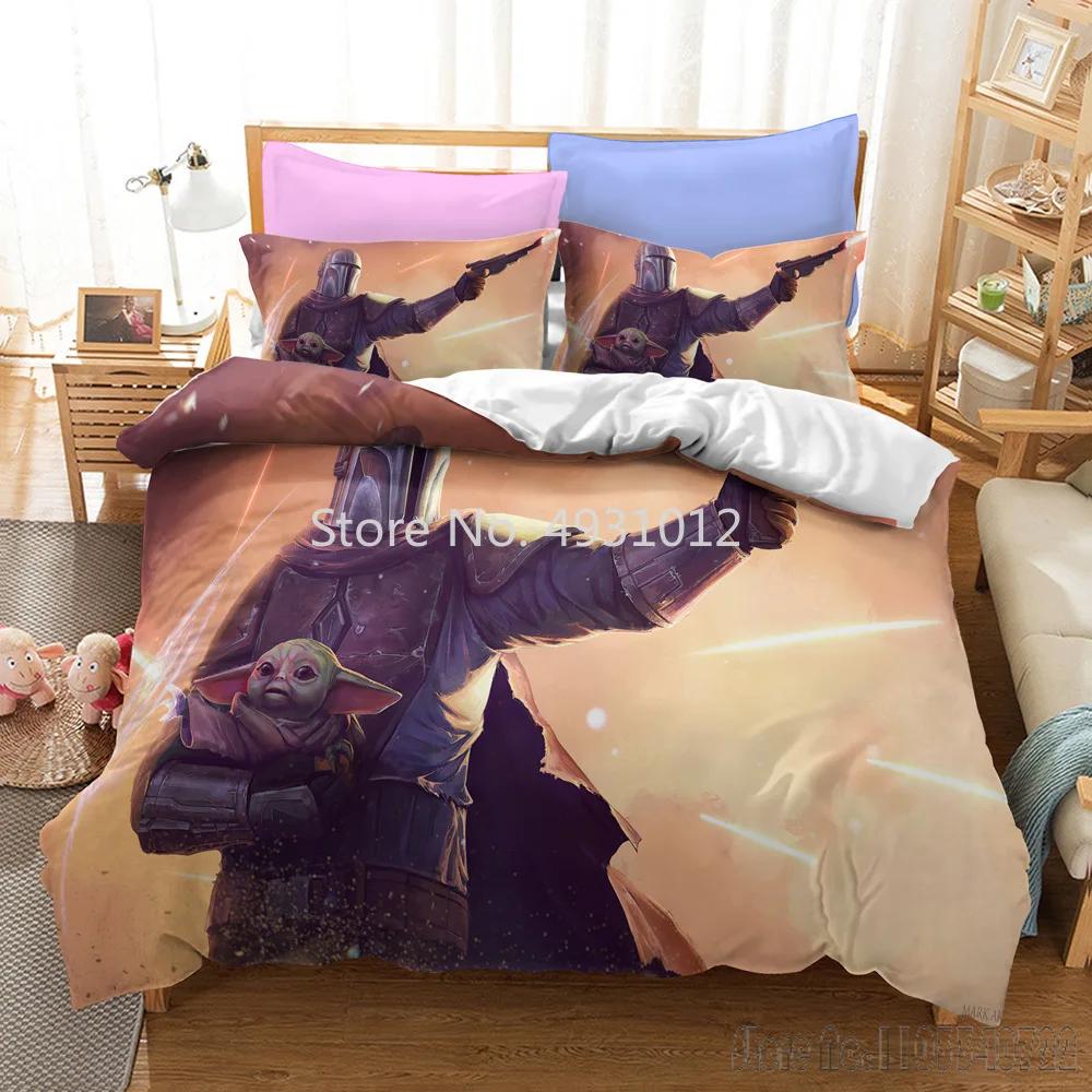 Anime 3D Printed Warrior Mandalorian Child Bedding Set Baby Duvet Cover Sets Bedclothes Twin Single King Kids Adult Gift
