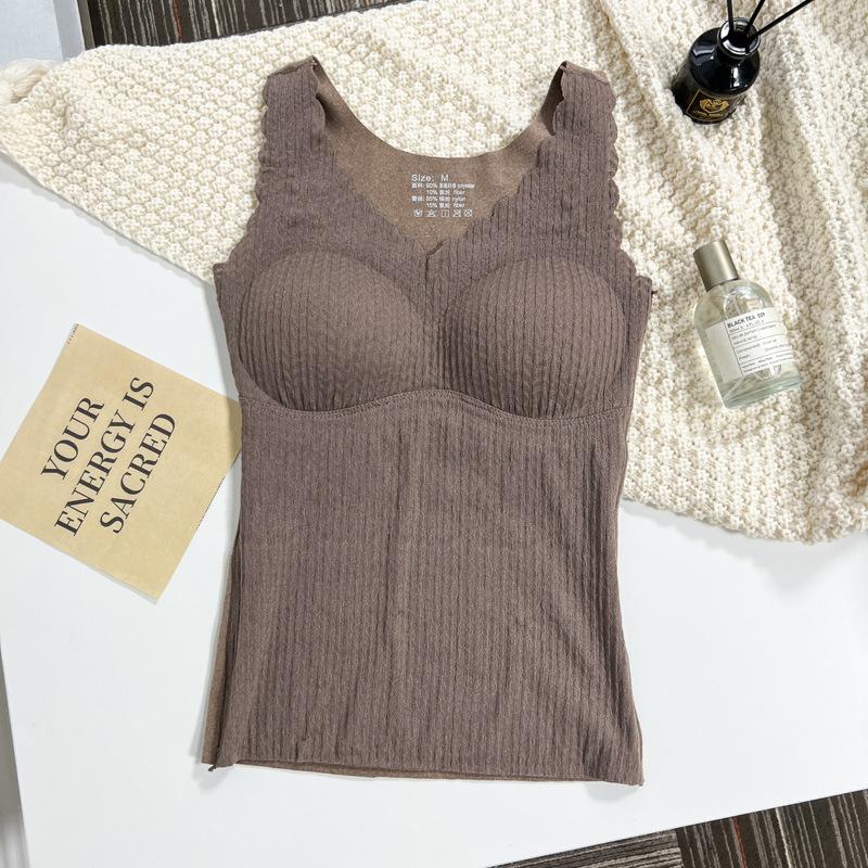 

Осенне-зимняя немецкая бархатная теплая майка для женщин с толстой бархатной подошвой, облегающий крой и бесследное теплое нижнее белье для женщин XL коричневый