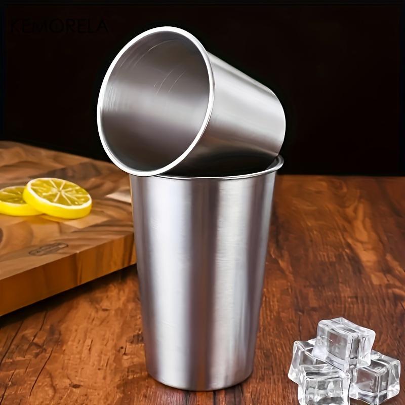 KEMORELA 2/4PCS Stainless Steel Cups 300/400ML Stainless Steel Tumblers Pint Camping Cups Drinking Glasses Stackable Metal Cup