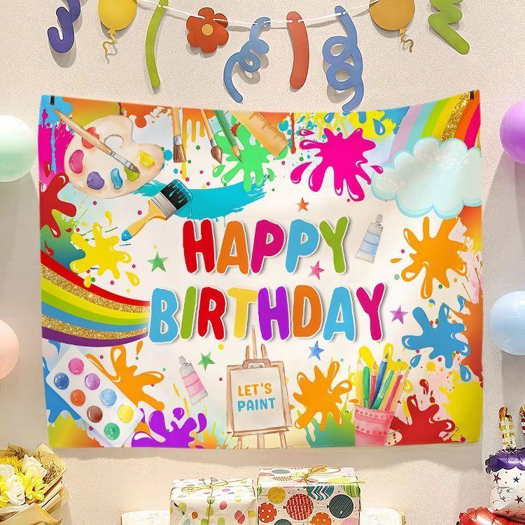 Birthday Happy Banner  Photography Background Cloth  Children's Party Decorative Wall Hanging Cloth
