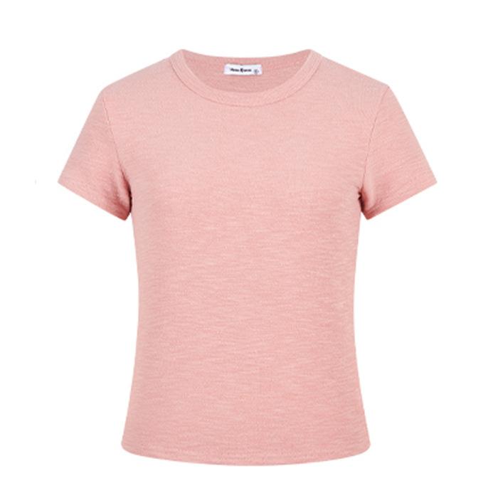

Front Shoulder Short White Short Sleeve T-Shirt Women s Summer Top T-Shirt Tide XL рожевий