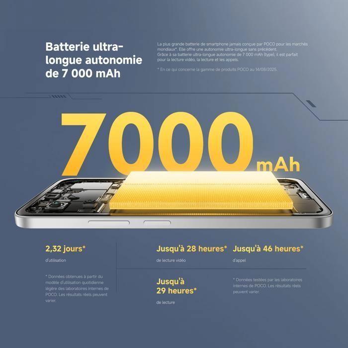 POCO M7 Argent 6 GO + 128 GO