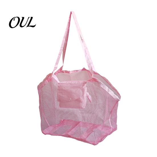 Beach Toy Storage Bag, Lightweight Foldable Mesh Breathable Compact Organizer Easy Carry Tote, for Outdoor Parties Travel Essentials Bag