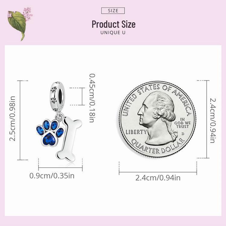 Yinziyun Cat Paw Print DIY Bracelet Spacer Beads: Cute S925 Sterling Silver Pet Imprint Collection