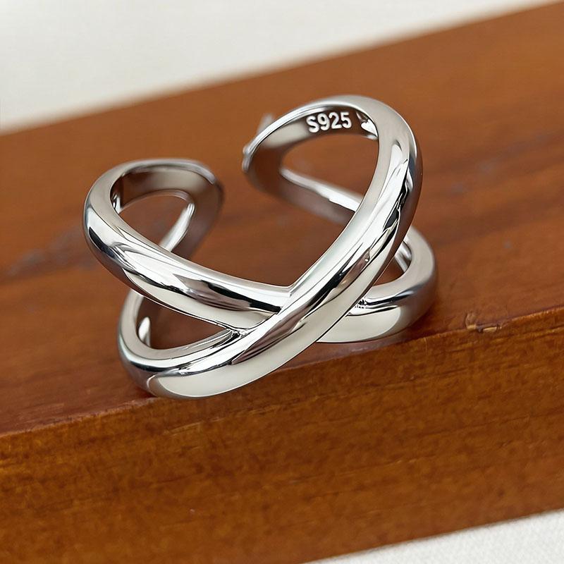 BF CLUB 925 Sterling Rings for Women Simple Geometric Handmade Irregular Retro Gold Narrow Ring Allergy For Birthday Gift