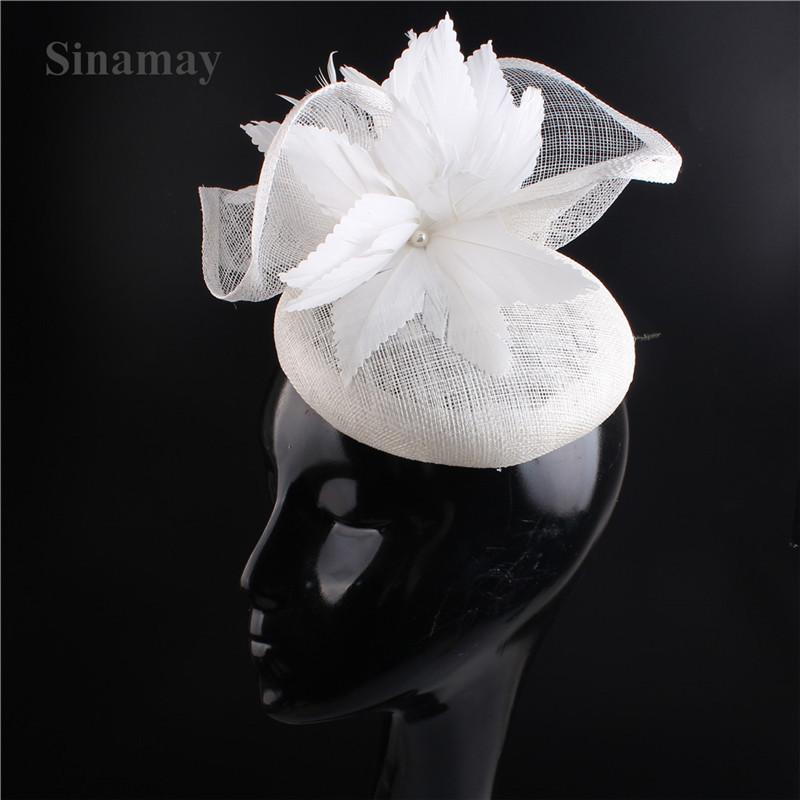 European And American Style High-Quality Hemp Yarn Headgear Catwalk Bride Feather Hair Accessories Party Dress Top Hat