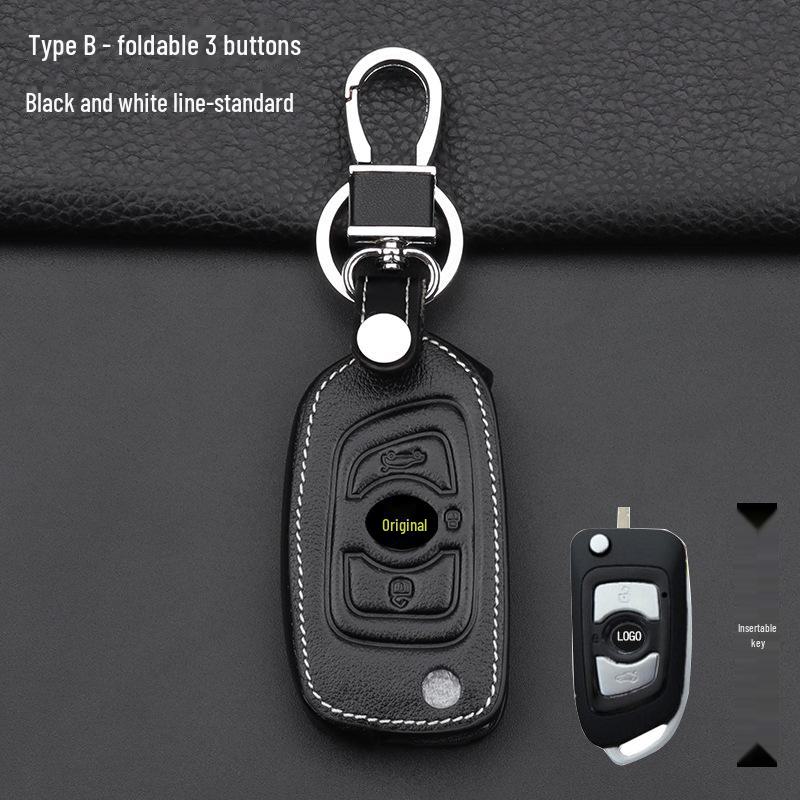 Brilliance Car Key Cover: Compatible with Zhonghua V3, V7, H530, H330, V5 - Protective Key Bag with Buckle.