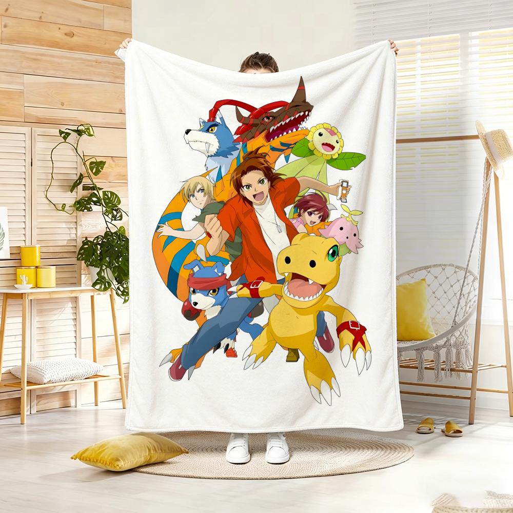 Anime D-Digimon AdventureS Throw Lightweight 240g Flannel Blanket Soft Skin-friendly for Summer Cooling