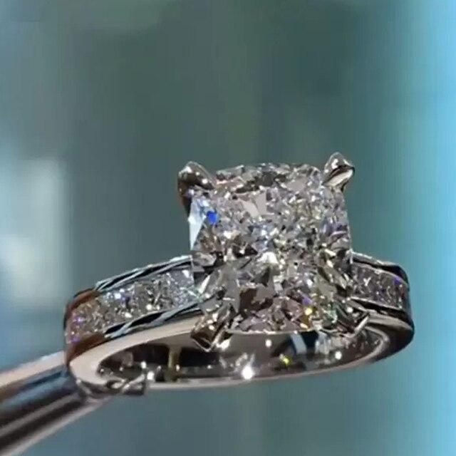 

Простые элегантные женские обручальные кольца с твердым покрытием AAA, квадратные обручальные кольца принцессы с цирконом, модные украшения 8