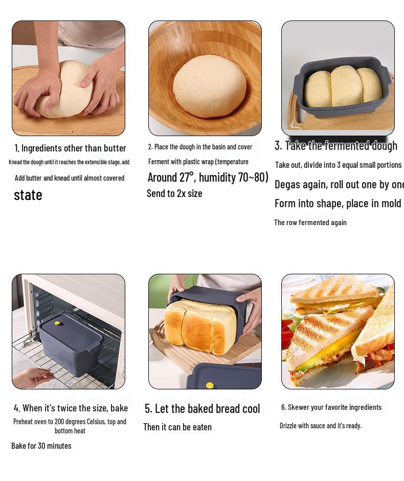 Silicone Foldable Thickened Rectangular Bread Mold & Food Preservation Box