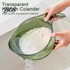 Food Grade Plastic Strainer Multipurpose Rice Washing Bowl, with Handle, Kitchen Colander Basin, Clear Prep Bowl for Quinoa Pasta Vegetables