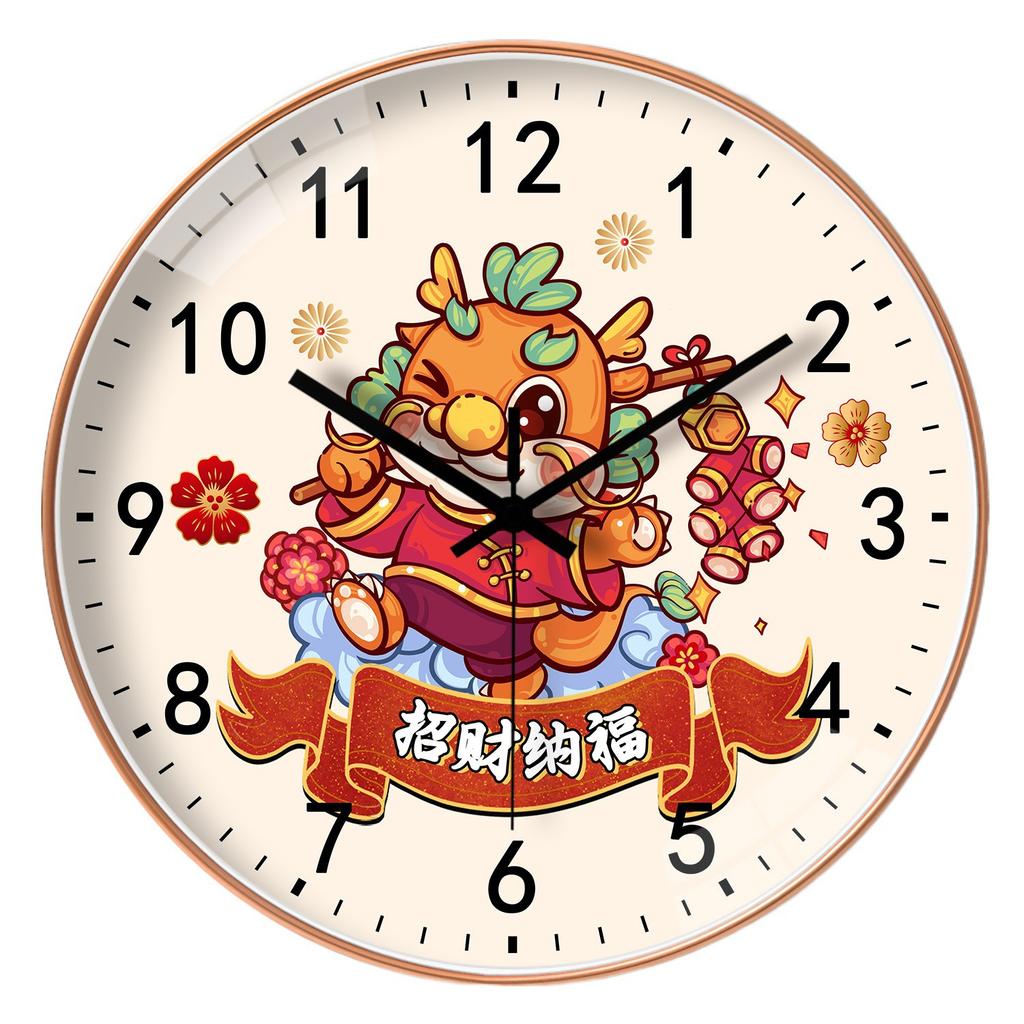10-inch 25cm Spring Festival festive Chinese style wall clock living room bedroom wall hanging creative mute clock watch