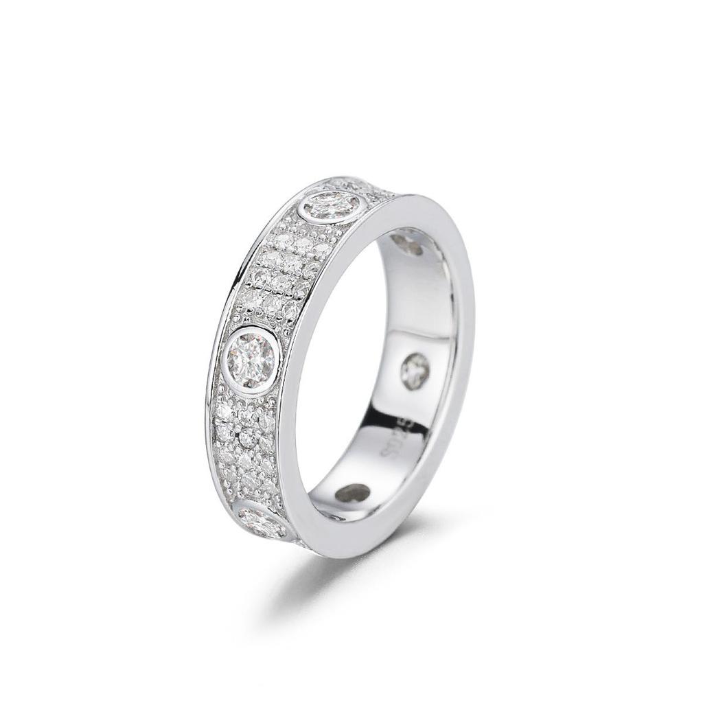 S925 Sterling Silver Moissanite Star Ring - Women's European & American Fashion Diamond Ring