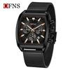 Herren Square Chronograph Armbanduhren Silikon-/Netzarmband, Luxuriöse Stilvolle Analoge Uhr für Arbeit & Streetwear