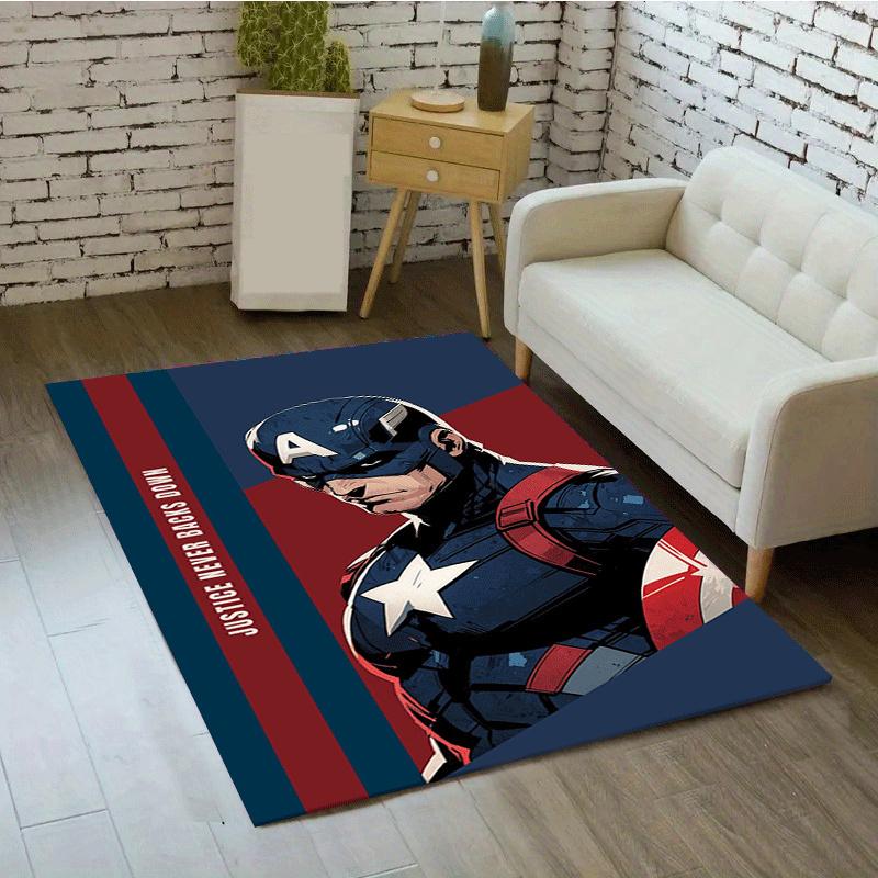 1pc Captain America Pattern Area Rug Soft Flannel Floor Mat for Living Room,Office,Bedroom and Carpet,Sofa Coffee Table Floor Mat