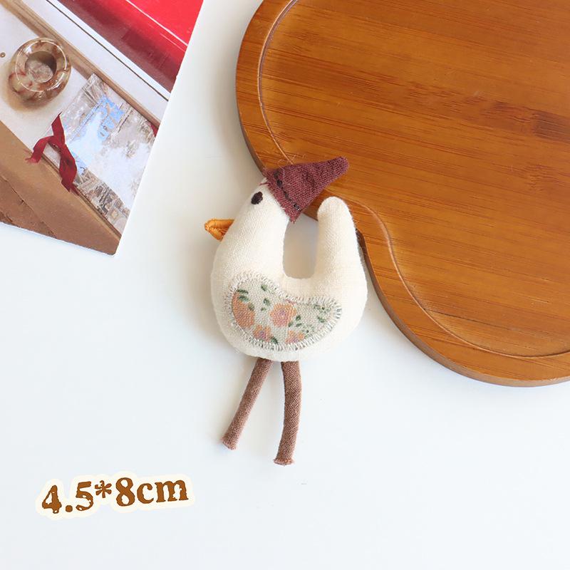 Korean Mori Series Floral Brooch: Handmade Cotton Linen with Apple, Mushroom, and Bear Design