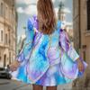 Women's Watercolor Fluid 3D Print Long Sleeve Open Front Cardigan, Casual Loose Fit Lightweight Street Style Outerwear