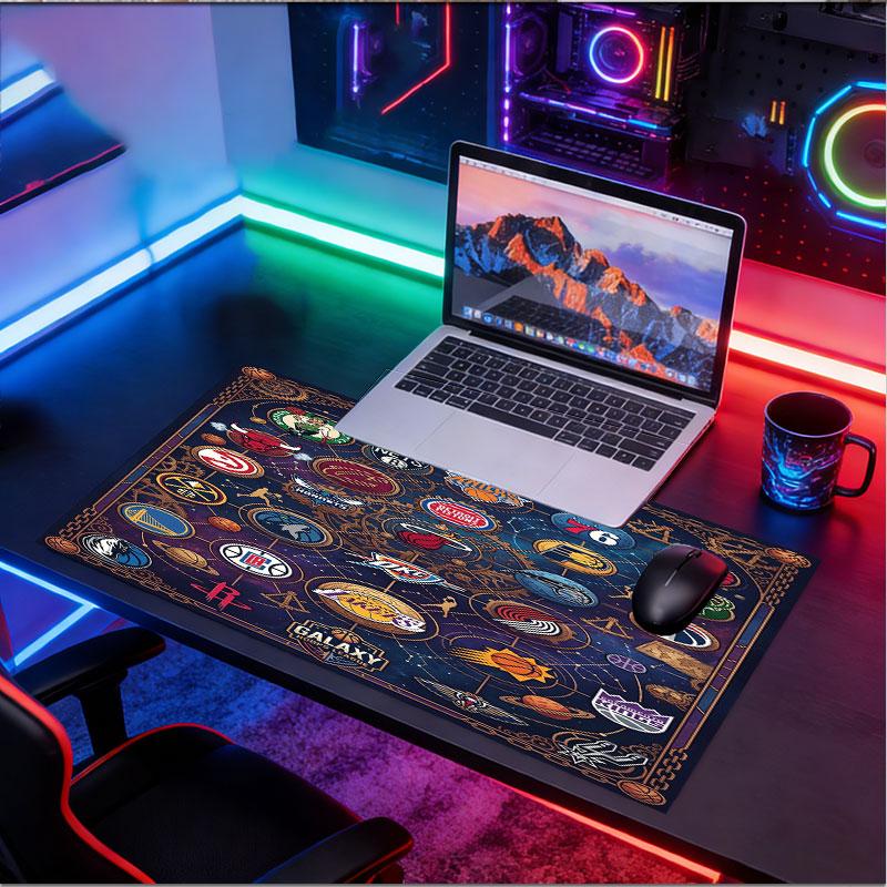 Personlig Mousepad med NBA-mønster og Navn, Skrivebordsmåtte til Bærbar PC, Dekorativ Skrivebordsmåtte til Hjemmet, Tastaturunderlag Gave