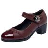 Weiches Leder Mutter Schuhe Damen Frühling und Sommer neu weiche Sohle rutschfest mittelalt Klettverschluss mittlerer Absatz Tanzschuhe dicker Absatz Arbeitsschuhe