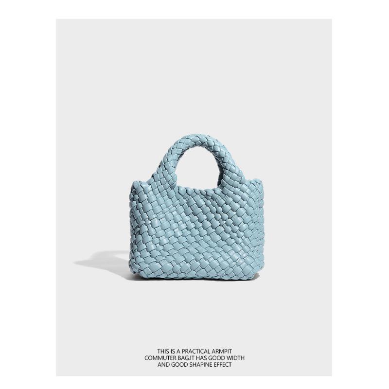 JMG Bags Pure Handgeweven Kleine Tas met Een Luxe Gevoel, Zomerse Kleine Emmer Dames Tas, Mini Groentemandje, Diagonale Span 17*15*11 blauw