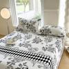 Autumn/Winter Milk Velvet Printed Single Bedspread & Pillowcase Set with Mattress Dust Cover