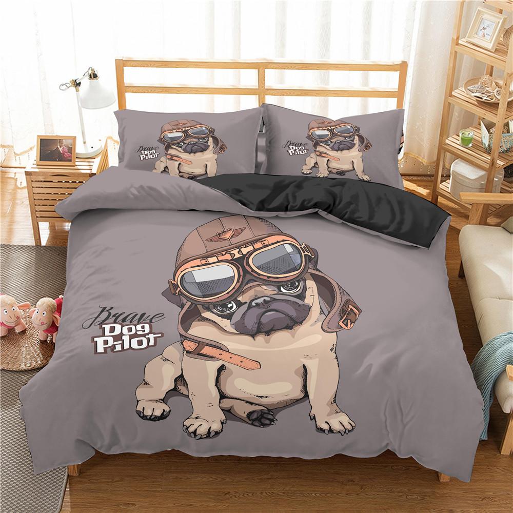 3D Print Pet Dog Bed Sets For Girl Duvetcover 2pcs Pillowcase Super Soft Comfortable Cartoon Kids Bed Quilts Cover Set 2/3 Pcs