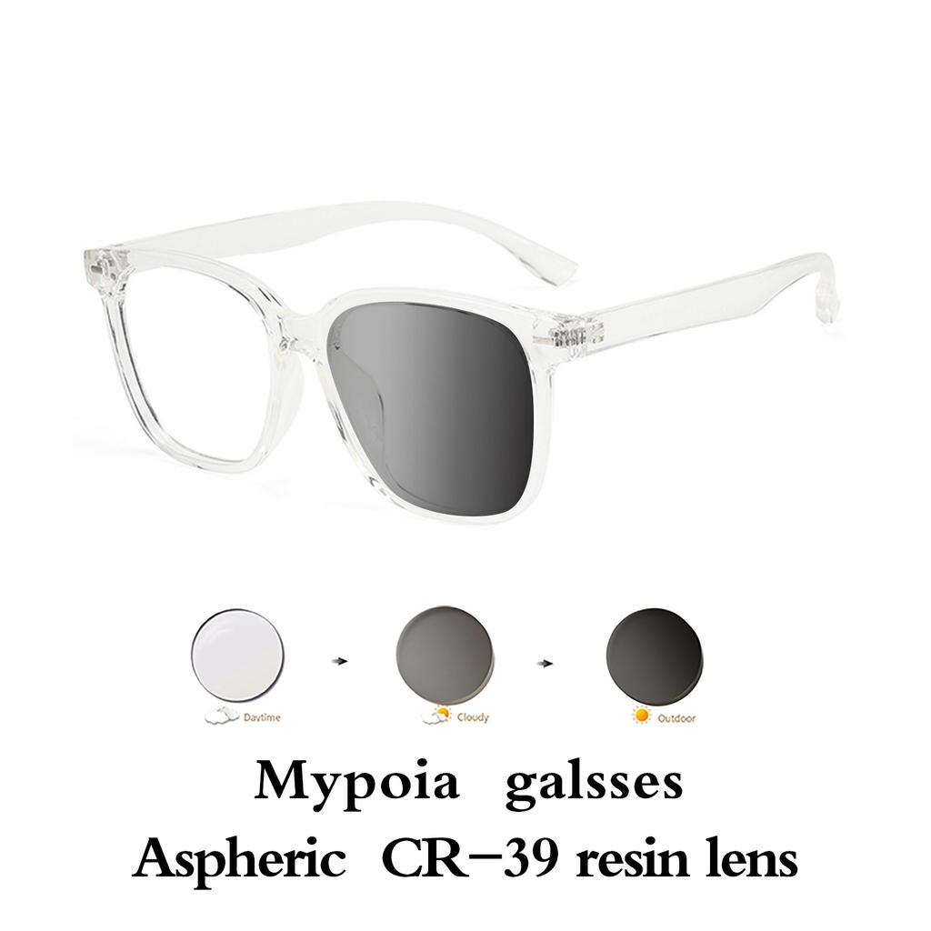 Men Women Ultralight Photochromic Glasses TR90 Frame Myopia Eyewear Vintage Color Changing Sunglasses 0To -6 0