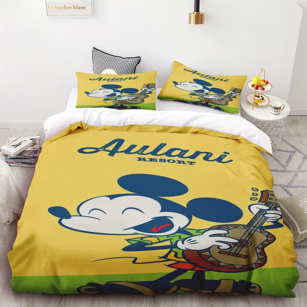 Mickey and Minnie Mouse Love Printed Bedding Set Cartoon Microfiber Bed Set Pillowcase Adult Bed Cover Bedroom Bed Set Duvet